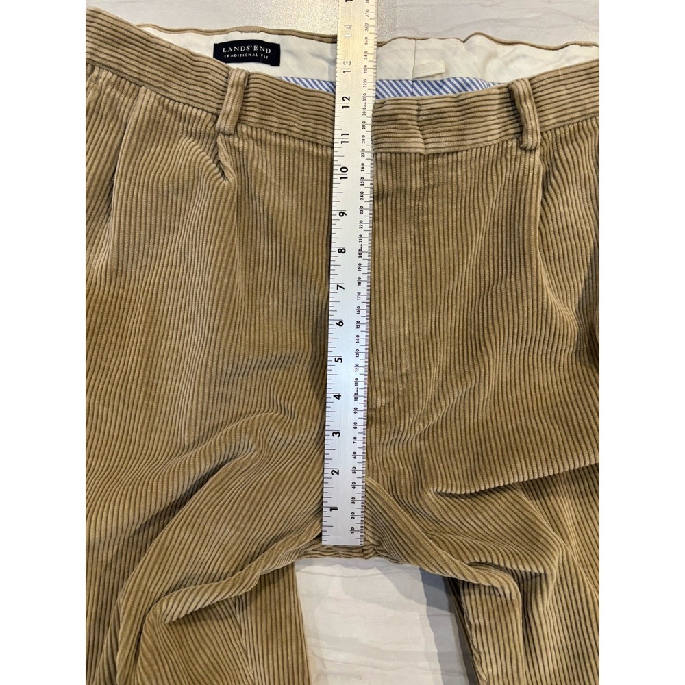 VTG Lands' End Men's Corduroy Pants 36 Tan/Khaki Double Pleated Traditional Fit - Picture 9 of 14